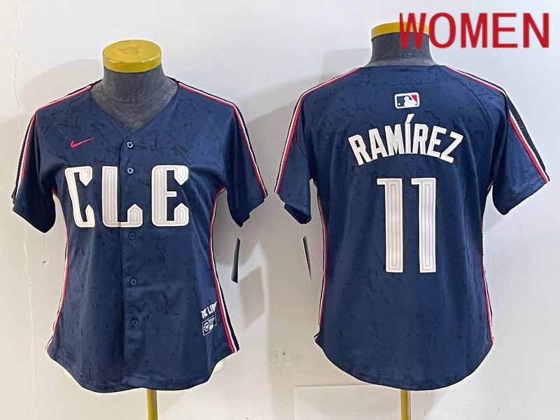 Women Cleveland Indians #11 Ramirez Blue City Edition Nike 2024 MLB Jersey style 7->women mlb jersey->Women Jersey